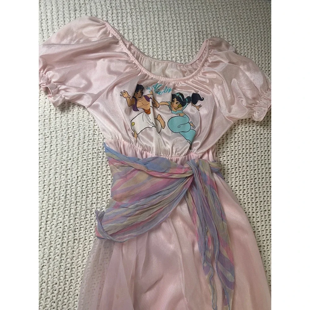 VTG 1pc Disney Aladdin Jasmine Jumpsuit Costume Pink Girls Sz8 PJ's Harem Pants